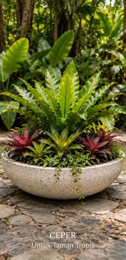 pot teraso konsep taman tropis